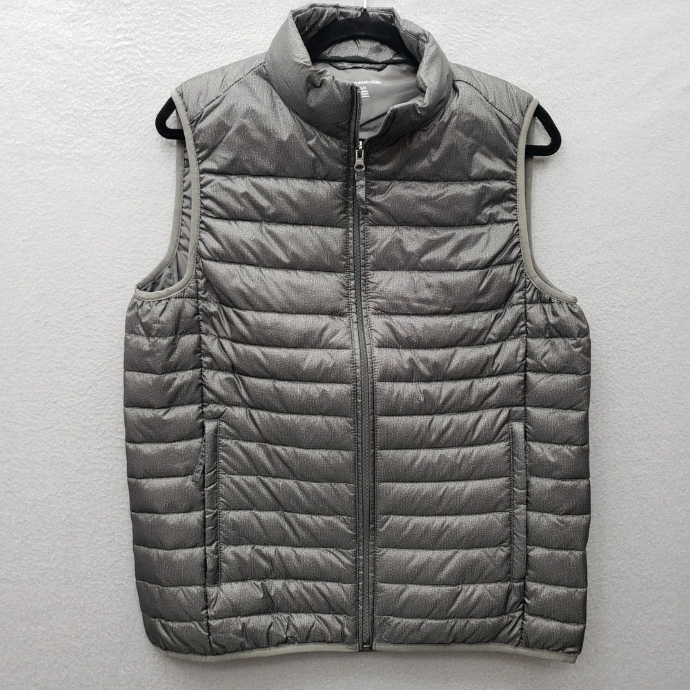 Amazon Essentials Puffer Vest Gray Black Minimalist Casual Basic Layer Size S